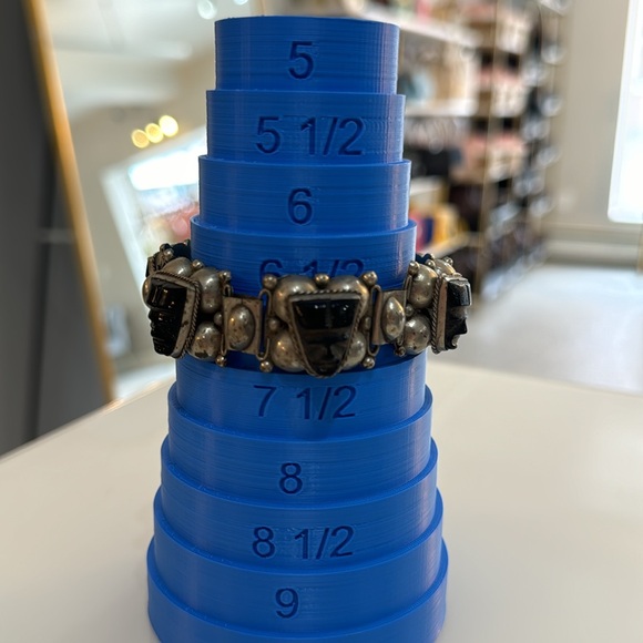 MEXICO 925 Silver  Vintage Face Carved Black Onyx Chain Bracelet - Picture 9 of 9